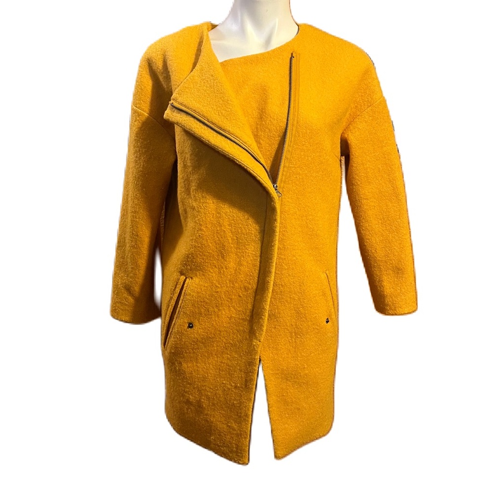 ICHI mustard colored wool blend coat